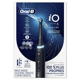 Oral-B iO Deep Clean + Whiten Rechargeable Electric Toothbrush with Visible Pressure Sensor, 2 Minute Timer, 5 Cleaning Settings, 1 iO5 Limited, 3 Toothbrush Heads, Travel Case & Refill Holder, Black