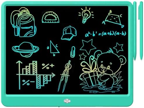FLUESTON LCD Writing Tablet, Doodle Board Toys Gifts for 3-8 Year Old Girls Boys, 15 Inch Colorful Electronic Board Drawing Pad for Kids, Gifts for Toddler Educational Learning Travel Birthday, Green