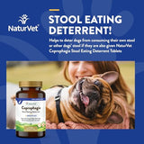 NaturVet – Coprophagia Stool Eating Deterrent Plus Breath Aid | Deters Dogs from Consuming Stool | Enhanced with Breath Freshener, Enzymes & Probiotics | 60 Chewable Tablets