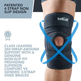 EXOUS BODYGEAR Knee Brace Meniscus Tear Support For Arthritis Acl, Mcl Pain Patented 4-way Adjustable NonSlip Wraparound Strap Dual Side Stabilizer For Patella Stability Size [medium]