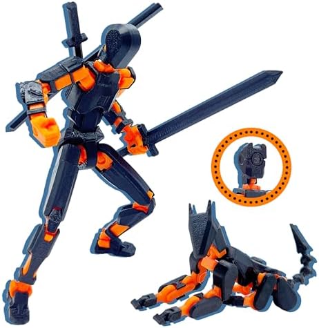 (Assembly Completed) T13 Action Figure Set, 3D Printed Toys Robo 13 Action Figure,Dummy 13 Titan 13 Action Figure (Black + Orange)