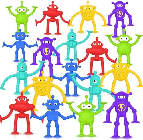 Baby Suction Toy Bath Toys: 18PCS Robot Bath Toys for Toddlers, No Hole Bath Toy for Boys Girls Travel Toy Gift, Window Sensory Toys for Fun & Creativity, Suitable for Classroom Prizes, Party Favors