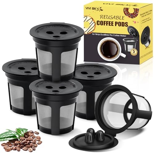 5 Pack Ninja Reusable Coffee Pods: Reusable K Cups for Ninja Coffee Maker - Refillable Coffee Filters for Ninja DualBrew Pro CFP201 CFP300 CFP301 CFP305 CFP307 CFP400