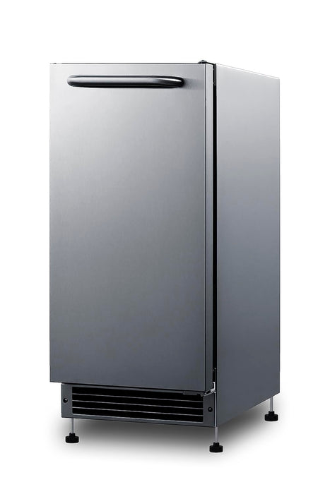 Summit BIM26H34 Drain-Free Icemaker, 15" Wide, 25lb Crescent-Shaped Ice, 304-grade Stainless Steel (34 Inch- Standard Height, Indoor)