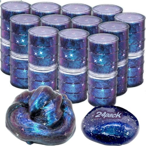24 Pack Galaxy Star Slime,Party Favor for Kids Girls & Boys,Non Sticky, Stress & Anxiety Relief, Wet, Super Soft Sludge Toy,Creative Toy for Kids and Adults