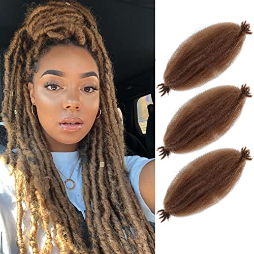 Afro Twist Hair 12 Inch 3 Packs, Springy Afro Twist Hair Pre Fluffed Spring Twist Hair Pre Stretched Wrapping Hair for Soft Locs Hair Extensions (12 Inch (Pack of 3), 30#)