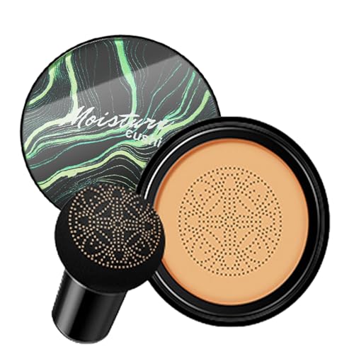 Air Cushion CC Cream Mushroom Head Foundation,BB Cream Makeup Foundation,Moisturizing Concealer,Long Lasting Full Coverage Waterproof,Even Skin Tone for All Skin Types (5# Light Yellow, 20g)