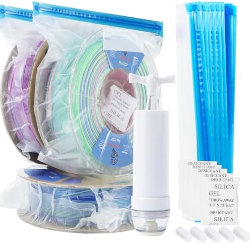 Goto Guard 16Pcs Filament Vacuum Storage Bags Kit with Hand Pump, 3D Printer Filament Storage Bags for Keeping Dry and Clean, 5 Filament Bags with 5 Desiccants,5 Clips,After Using Filament Dryer Box