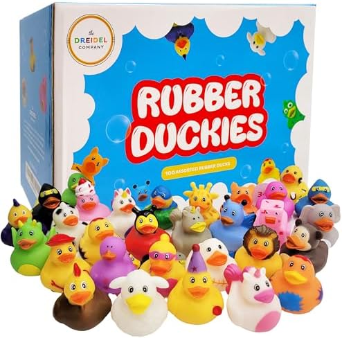The Dreidel Company The Greatest Rubber Duck Assortment - Toy Duckies for Kids, Bath Birthday Gifts Baby Showers Classroom Incentives, Summer Beach and Pool Activity, 2" (Pack of 100)