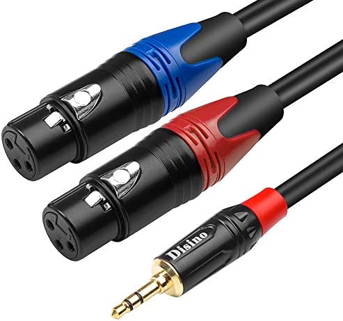 Disino Dual Female XLR to 3.5mm Y-Splitter Cable, Unbalanced XLR Female to 1/8 Inch Mini Jack TRS Stereo Aux Interconnect Audio Mic Breakout Patch Cord - 3.3 Feet/1 Meter
