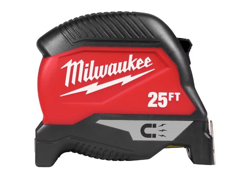 Milwaukee 25 ft. Compact Magnetic Straighter Stiffer Blade Tape Measure 1inch Width 48-22-1025M - (2-Pack)
