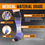 Doc Miller Open Toe Compression Socks, 20-30mmHg, Toeless Socks, Support Circulation, Shin Splints, Post Op, Medical Grade, Knee High, Dress Compression Socks for Men & Women, 1 Pair, Large Size