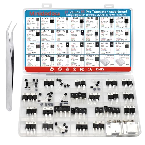 Power Transistor, Mosfet, Thyristor and Voltage Regulator Assortment Kit, 95 pcs, 27 Types