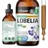 BIO KRAUTER Lobelia Tincture - Organic Lobelia Liquid Extract - Respiratory System Support Supplement - Alcohol & Sugar Free Formula - Vegan Drops 4 Fl.Oz.