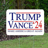 Trump JD Vance 2024 Yard Sign With H Stake Double Sided For President Donald Trump Republican Conservative White