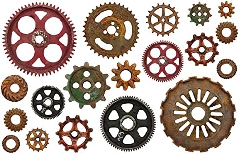 Gears Hardware Vinyl Sticker Set, Steampunk Industrial Cogs Peel and Stick Decals, Laptop, Car, Locker, Notebooks, Planners, Water Bottles (Set of 19, from 1.25” to 5.5”)