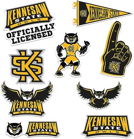 Kennesaw State University 8ct Vinyl Large Deluxe Stickers Variety Pack - Laptop, Water Bottle, Scrapbooking, Tablet, Skateboard, Indoor/Outdoor - Set of 8