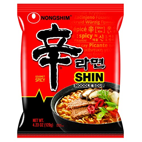 Nongshim Gourmet Spicy Shin Instant Ramen Noodle, 16 Pack, Savory & Rich, Premium Microwaveable Ramen Soup Mix