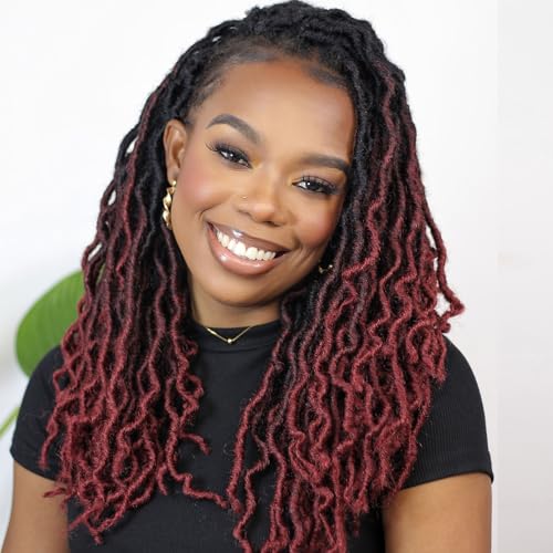 14 Inch Goddess Faux locs Crochet Hair 6 Packs/Lot Soft Gypsy Locs Wavy Crochet Braids Dreadlocks 3 Tone Curly Wavy Twist Braiding Hair Extensions African Roots Braid（#1B/99j/530)