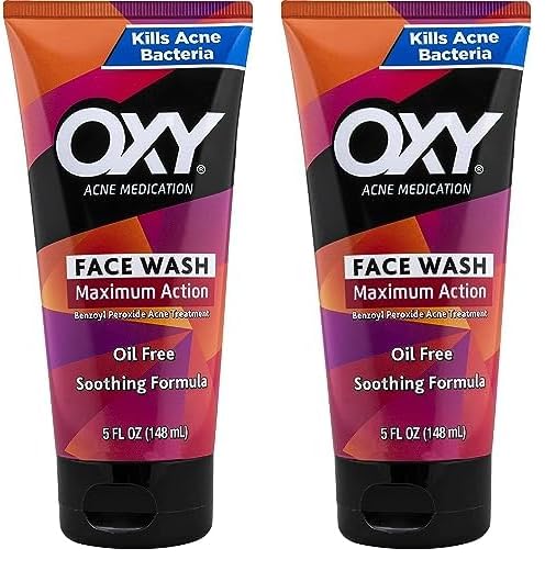 Oxy Acne Medication Face Wash - Maximum Action with Maximum Strength 10% Benzoyl Peroxide (5 Fl Oz) (Pack of 2)