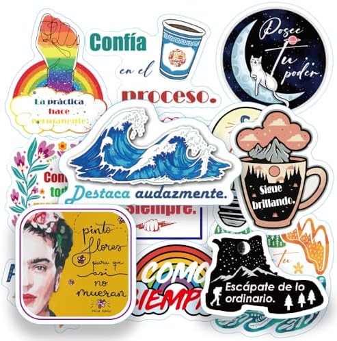 300pcs Spanish Inspirational Stickers for Teens Adults Kids Teachers | Motivational Decals | Positive Quote Stickers for Journaling Scrapbook,Water Bottles, Laptop | Reward Sticker