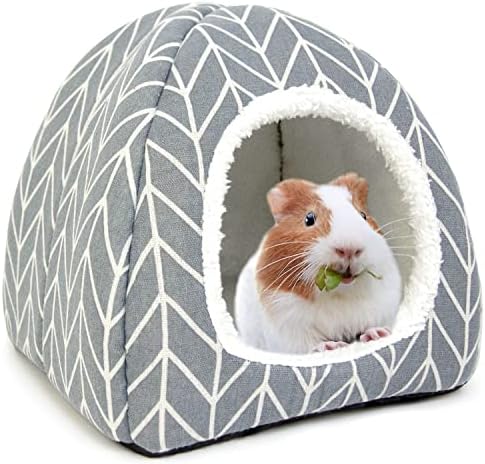 Guinea Pig Hideout Bed Rabbit House Cave Accessories Cozy Hide-Out for Bunny Hedgehog Ferret Chinchilla&Other Small Animals (Grey)