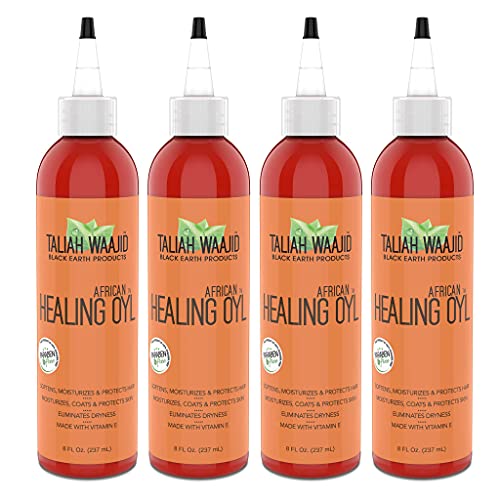 Taliah Waajid Black Earth Products African Healing Oyl | Total Body Oil | Softens, Moisturize, Coats, and Protects Hair & Skin | Infused with Vitamin E, Olive Oil, and Sunflower Oil- 8oz (T128) 4-Pack
