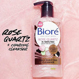 Bioré Rose Quartz + Charcoal Daily Face Wash, Oil Free Facial Cleanser Energizes Skin, Dermatologist Tested and Cruelty Free, 6.77 Ounces (Pack of 3)