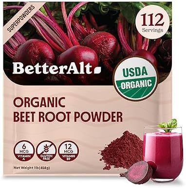 Organic Beet Root Powder, USDA Certified - Nitric Oxide Supplement, Beet Juice Powder Superfood for Healthy Heart, Beetroot Supplement, Beetroot Powder - 112 Servings, 1 lb