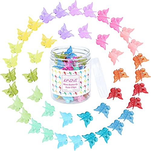 EAONE Glossy Mini Butterfly Clips, Colorful Mini Hair Claw Clip for Girls and Women, 90s Y2K Cute Hair Styling Accessories, More than 10 Asscorted Colors, Set of 50