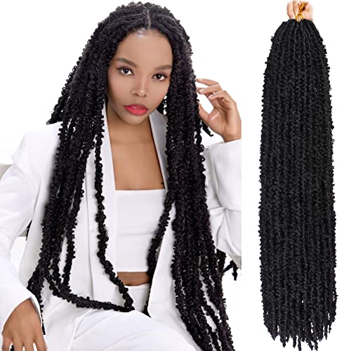 ZRQ 36 Inch Butterfly Locs Crochet Hair 6 Packs Pre-twisted Distressed Locs 36 In Goddess Locs Crochet Braids Synthetic Boho Locs Hair Extensions 1B#