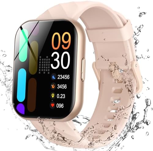 Parsonver Smart Watch, 5ATM Waterproof Swimming Tracker Watch, 1.8" HD Screen Fitness Tracker with 110+ Sport Modes, Heart Rate and Sleep Monitor, Pedometer, Smartwatch for Android & iPhone, Rose Gold