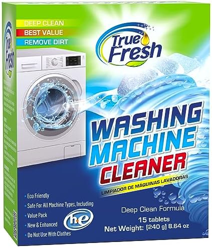 True Fresh Washing Machine Cleaner Tablets, 15 Solid Deep Cleaning Tablet, Finally Clean All Washers Machines Including HE Front Loader Top Load