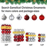 Silver & Red 1.6" Small Christmas Balls Christmas Tree Decoration Ornaments Shatterproof Hanging Balls for Birthday Halloween Holiday Wedding Decorations Set of 12pcs