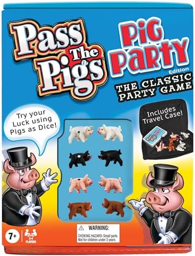 Pig Party Edition by Winning Moves Games USA, Try Your Luck Using Pigs as Dice, Up to 4 Players Can Now All Play Pass The Pigs at The Same Time, Ages 7+ (1149)