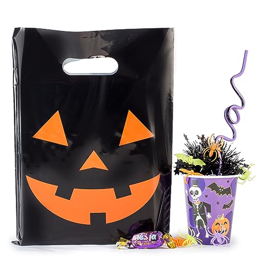 100 Halloween Bags 9"x12" Glossy Great For Halloween Goodies Also Perfect as Small Halloween Bags For Trick or Treat