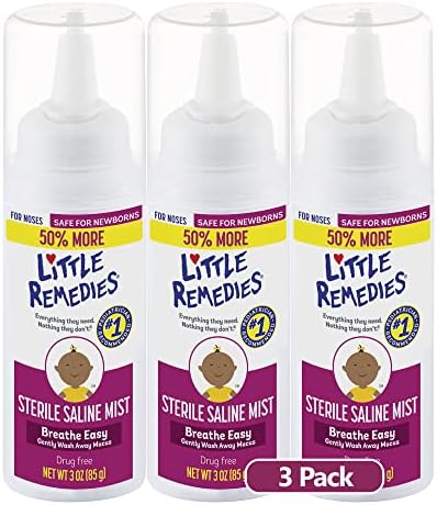 Little Remedies Sterile Saline Nasal Spray for Baby and Newborn, 3 Oz, 3 Pack