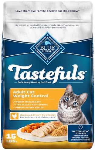 Blue Buffalo Tastefuls Natural Food for Adult Cats, Weight Control, 15-lb. Bag