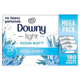 Downy Light Mega Dryer Sheets, Fabric Softener Dryer Sheets, Ocean Mist, 180 Count