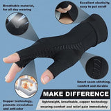 TIZHJOZI 2 Pairs Copper Arthritis Compression Gloves for Rheumatoid, Osteoarthritis, Carpal Tunnel Pain Relief, Compression Hand Gloves for Women & Men,Anti-Slip Fingerless Gloves for Work,Typing (L)