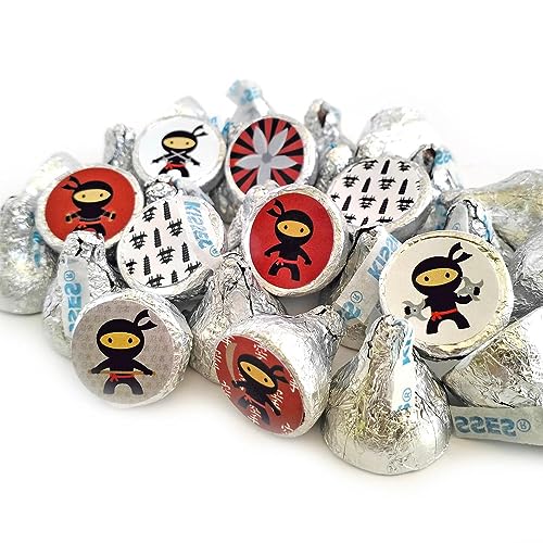 Ninja Labels for Hershey's Kisses Chocolates by Adore By Nat - Boy Girl Martial Candy Sticker Party Favors - Set of 240