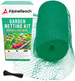 AlpineReach Garden Netting 15 x 50 ft Heavy Duty Bird Net, Deer, Plant Protection Extra Strong Woven Mesh, Reusable Kit with Zip Ties, Animal Fencing for Fruits Trees, Green