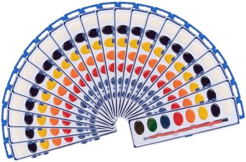 Neliblu Watercolor Paint Set for Kids - Pack of 24 Water Coloring Set with 8 Washable Colors & Paintbrush - Arts & Craft Supply for Parties, Schools, and Art Lessons - Spark Creativity in Children