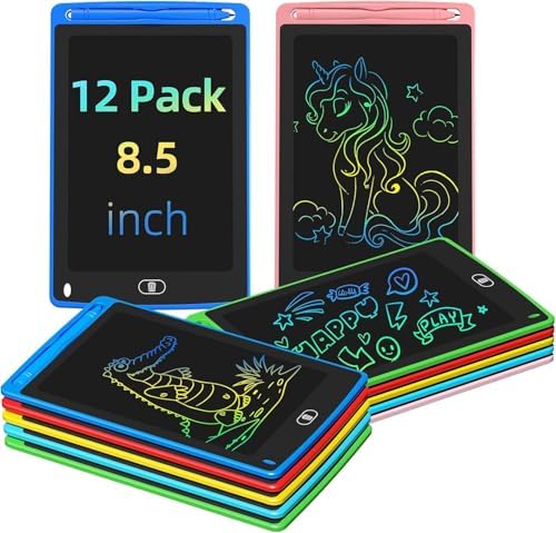 12 Pack LCD Writing Tablet for Kids, 8.5 Inch Colorful Doodle Board Drawing Tablet, Erasable Doodle Pad for Toddlers, Educational Learning Toys Birthday Gifts for Boys Girls Age 3 4 5 6 7 8