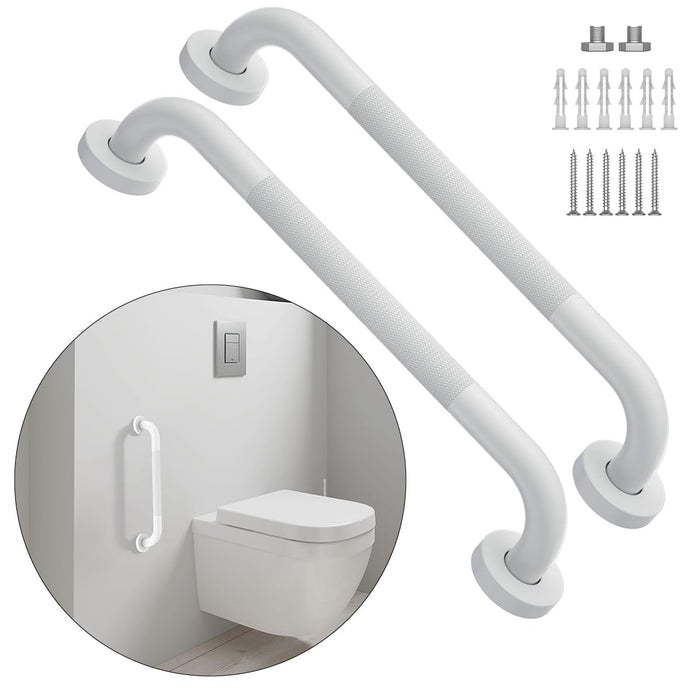 20 Inch Anti Slip Shower Grab Bar Oil Rubbed White 1.25" Diameter,Munzong 2 Pack Bathroom Grab Bar, Knurled Bathroom Balance Bar,Safety Hand Rail Support Handicap Elderly Senior Assist Bath Handle