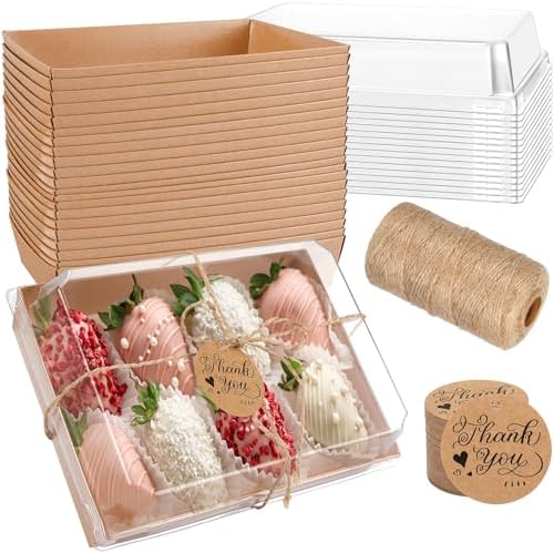 MADLYN RHUE 30 Pack Charcuterie Boxes with Clear Lids, 7 x5 Inches Dessert Boxes, To Go Boxes Disposable Food Containers for Cake, Cookie, Sandwiches, Strawberries