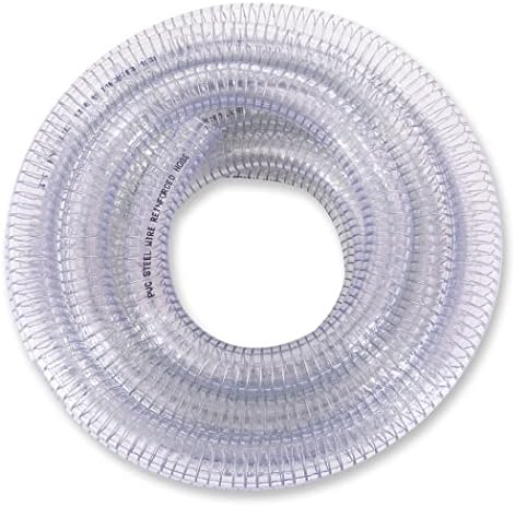 DAVCO 5/8" ID x 100 ft PVC Reinforced Tubing With Spiral Steel Wire, High Pressure Flexible Vinyl Hose Heavy Duty Clear Suction Tube,Non-Toxic, Vacuum Dust Collection Pipe