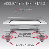 Taylor Digital Scales for Body Weight, Extra Highly Accurate 440 LB Capacity, Unique Blue LCD, Stainless Steel Accents GlassPlatform, 12.4 x 12.4 Inches, Clear