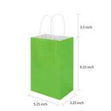 50 Pack 5.25x3.25x8.25 Inch Small Grass Green Kraft Paper Bags with Handles Bulk, Toovip Gift Wrap Bags for Favors Grocery Retail Party Birthday Shopping Business Goody Craft Merchandise Take Out Bags