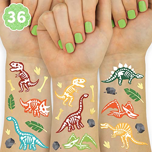 xo, Fetti Dinosaur Tattoos for Kids - 36 styles | Dino Fossil Birthday Party Supplies, T-Rex Party Favors, Stegosaurus Decorations, Easter Basket, Arts and Crafts, Activity